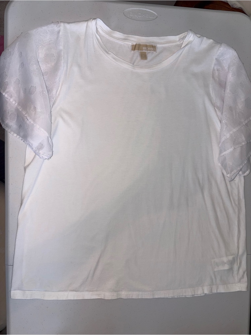 MICHAEL Michael Kors White Sheer Puff-Sleeve Tee